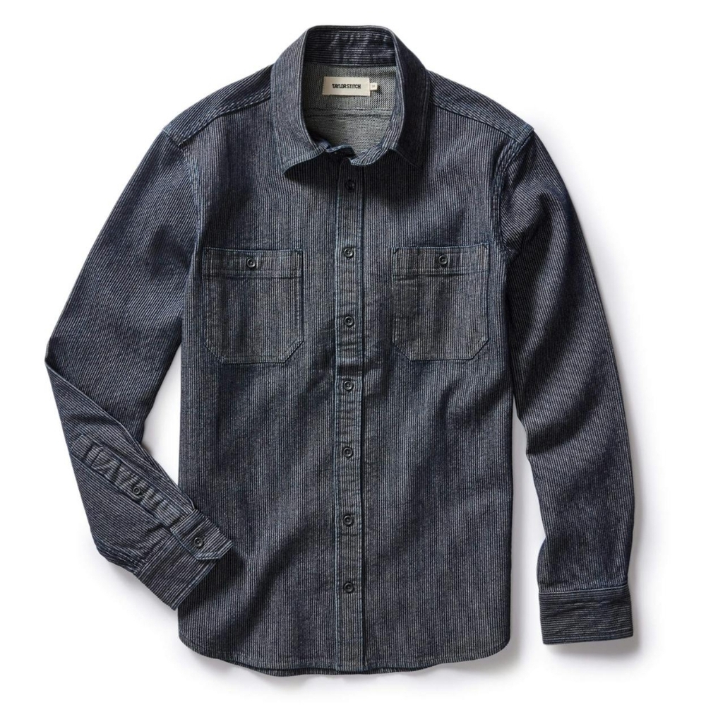 Taylor Stitch - Men's Denim Utility Work Shirt In Rinsed Indigo Stripe